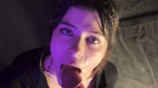 Blackyblack gets a facial then spits cum bubbles