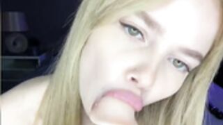 Cutie YourEva sucks a huge dildo