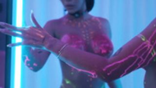 ami_katana neon body paint body tour and pussy flash