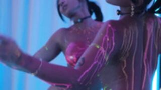 ami_katana neon body paint body tour and pussy flash