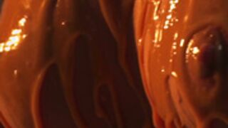 _meganmeow_ dripping creamy drink all over her body