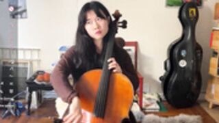 chiloschista plays cello while siting on vibrator