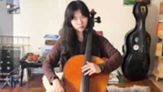 chiloschista plays cello while siting on vibrator
