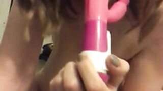 Aloe Goddess having fun with a pink dildo