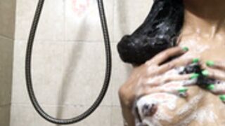 Indian girl showering