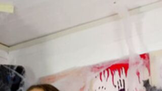 misss_viki with red lips smoking and BJ