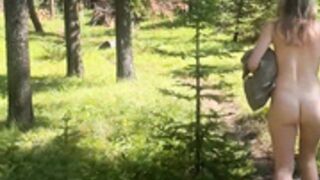Ashley Lane walking naked in the woods