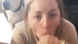 18 year old gives blowjob in garage