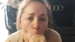 18 year old gives blowjob in garage