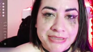 Sabrina 2022-09-30 Hair in mouth and face, saliva show