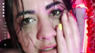 Sabrina 2022-09-30 Hair in mouth and face, saliva show