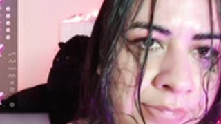 Sabrina 2022-09-30 Hair in mouth and face, saliva show