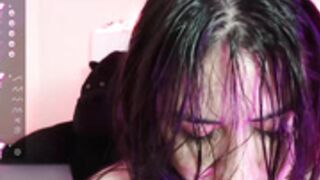 Sabrina 2022-09-30 Hair in mouth and face, saliva show