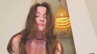 Anal teasing with cumband