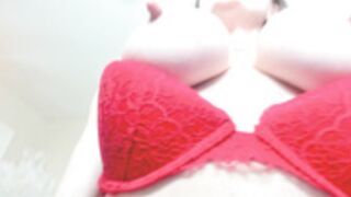 Kiarose squeezing and pulling on her long hard nipples