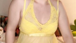 emmaclarkee yellow lingerie tease.