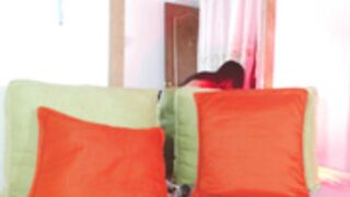 Latina dancing and biceps flex