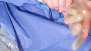 milking nurse handjob in clear surgical gloves