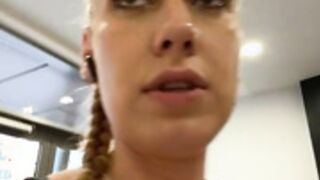 Clara_k shows her big nipples in public toilet