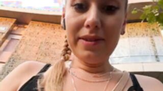 Clara_k shows her big nipples in public toilet