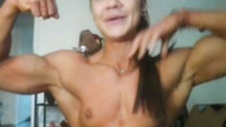 Two-crop swimsuit huge muscles