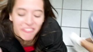 Riley Reid Abbie Maley Double Blowjob Public Bathroom