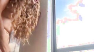 alana15 squirt out of Apartment window