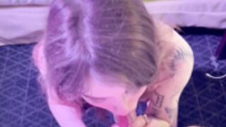 Eden Ivy gives a sexy sloppy blowjob and sucks balls