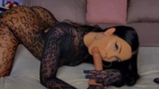 cosmic_sia - Dildo play in Black lace bodystocking