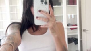 Summer Soderstrom tits out white tank top
