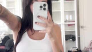 Summer Soderstrom tits out white tank top