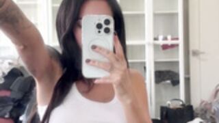 Summer Soderstrom tits out white tank top
