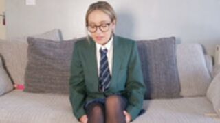 Samantha schoolgirl masturbates with vibrator