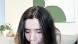 Lauravega gagging on a dildo