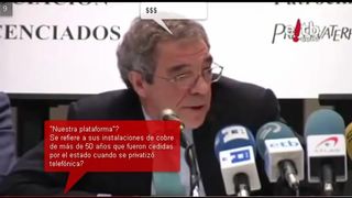 Alierta ( Presidente de Telefonica ) con los cartelitos