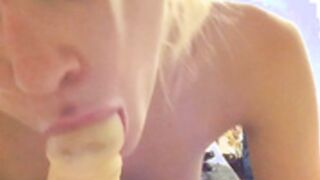 lea sucking on dildo