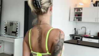 Caro Loesel green see-through lingerie