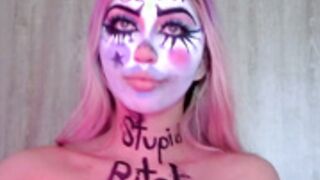 gabygumms acting like a dog and clown makeup