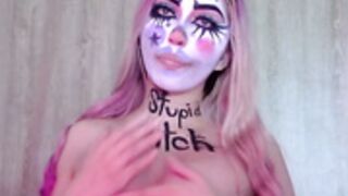 gabygumms acting like a dog and clown makeup
