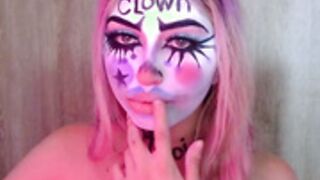 gabygumms acting like a dog and clown makeup