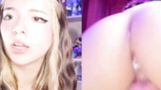 emilykarterr split screen riding creamy dildo