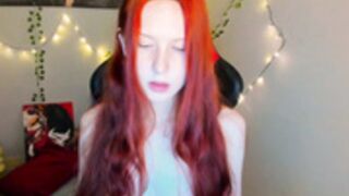 skinny and pale redhead with amazing veins