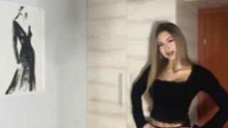 Sexy Polish blonde slut in miniskirt & shiny pantyhose 2
