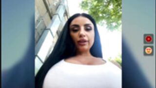 IsabelleHunt risky tittie flash outside