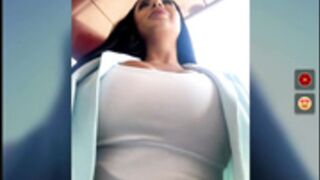 IsabelleHunt risky tittie flash outside