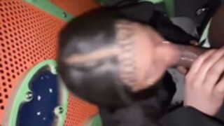 ebony girl gives me a blowjob at night on a playground