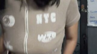 Rich girl touches herself.