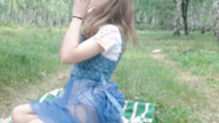 Masturbate alone in wood