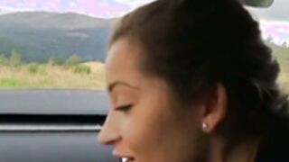 dani daniels roadside blowjob cum swallow
