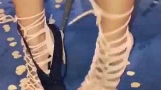 Brittanya Razavi playing with her new toys